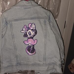 Disney Jean Jacket with Minnie Mouse Patch - Light Blue and Pink